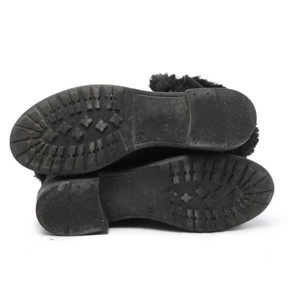 Vintage Bravo Browns Suede Faux Fur Boots Ankle Booties Italy Y2K Black Winter - Picture 5 of 11